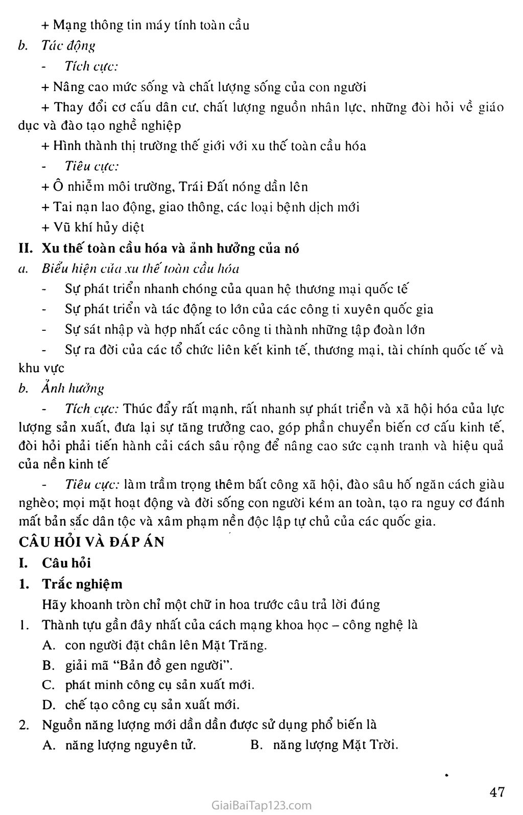 Bài 10: Cách mạng khoa học - công nghệ và xu thế toàn cầu hóa nửa sau thế kỉ XX trang 2 Bài 10: Cách mạng khoa học - công nghệ và xu thế toàn cầu hóa nửa sau thế kỉ XX trang 2