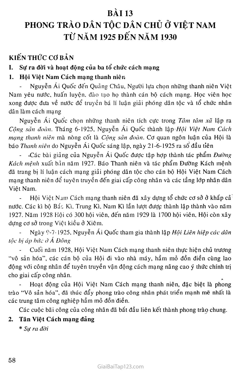 Bài 13.: Phong trào dân tộc dân chủ ở Việt Nam từ năm 1925 đến năm 1930 trang 1