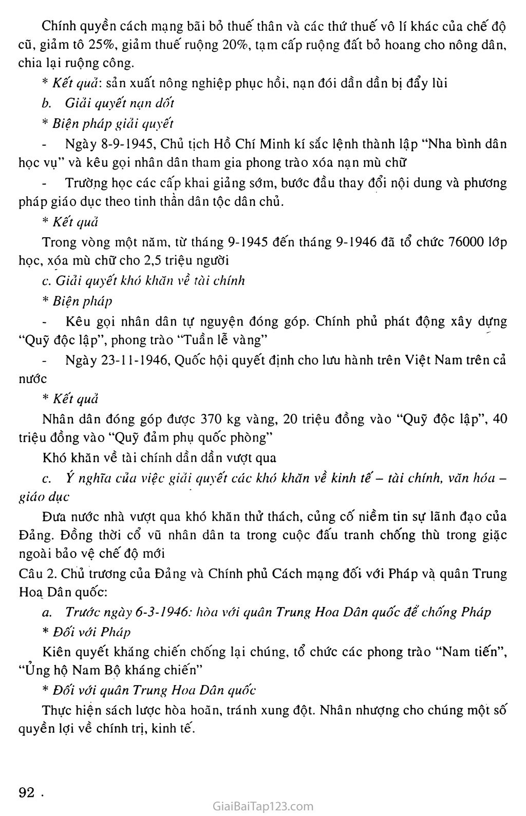 Bài 17: Nước Việt Nam Dân chủ Cộng hòa từ sau ngày  2 - 9 - 1945 đến trước ngày 19 - 2 -1946 trang 6