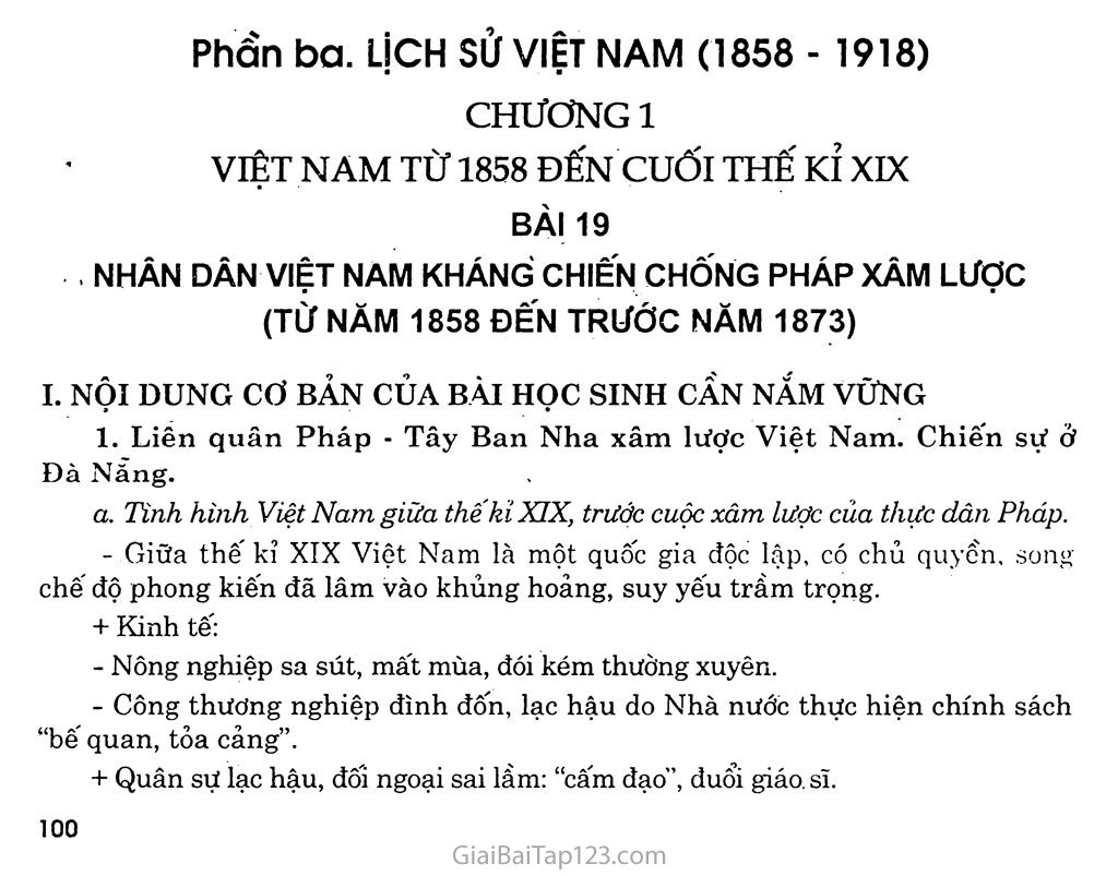 Bài 19: Nhân dân Việt Nam kháng chiến chống thực dân Pháp xâm lược (từ năm 1858 đến trước năm 1873) trang 1