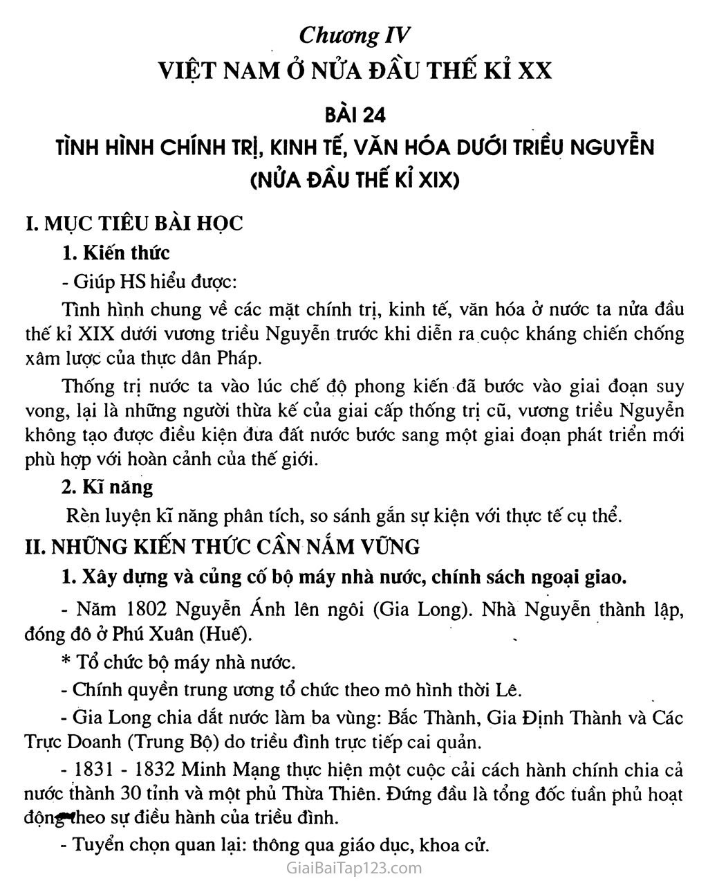 Bài 25: Tình hình chính trị, kinh tế, văn hóa dưới triều Nguyễn (Nửa đầu thế kỉ XIX) trang 1