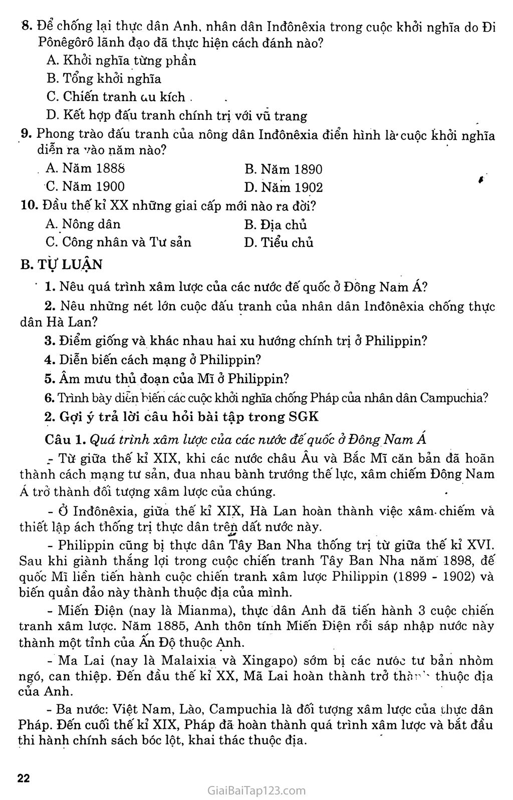 Bài 4: Các nước Đông Nam Á (Cuối thế kỷ XIX - đầu thế kỷ XX) trang 6