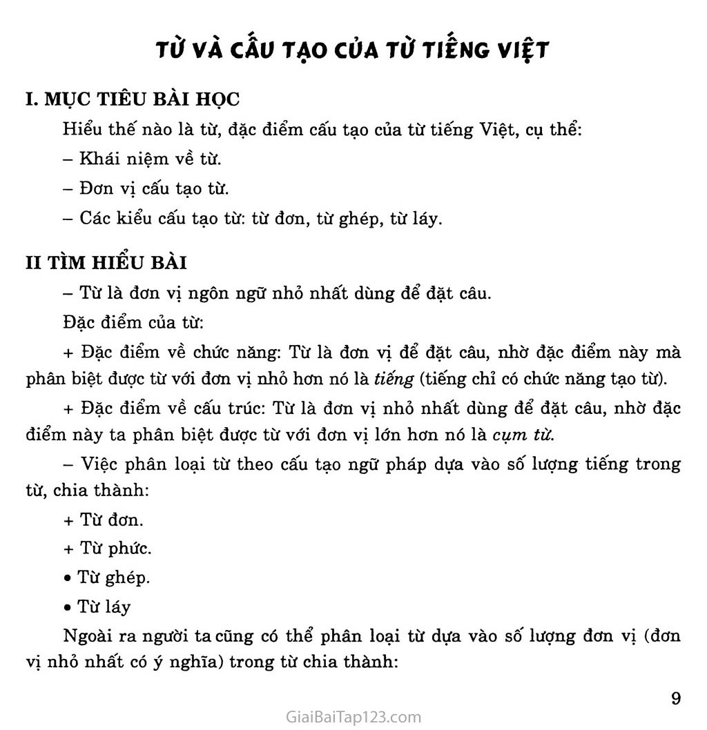Từ và cấu tạo của từ Tiếng Việt trang 1