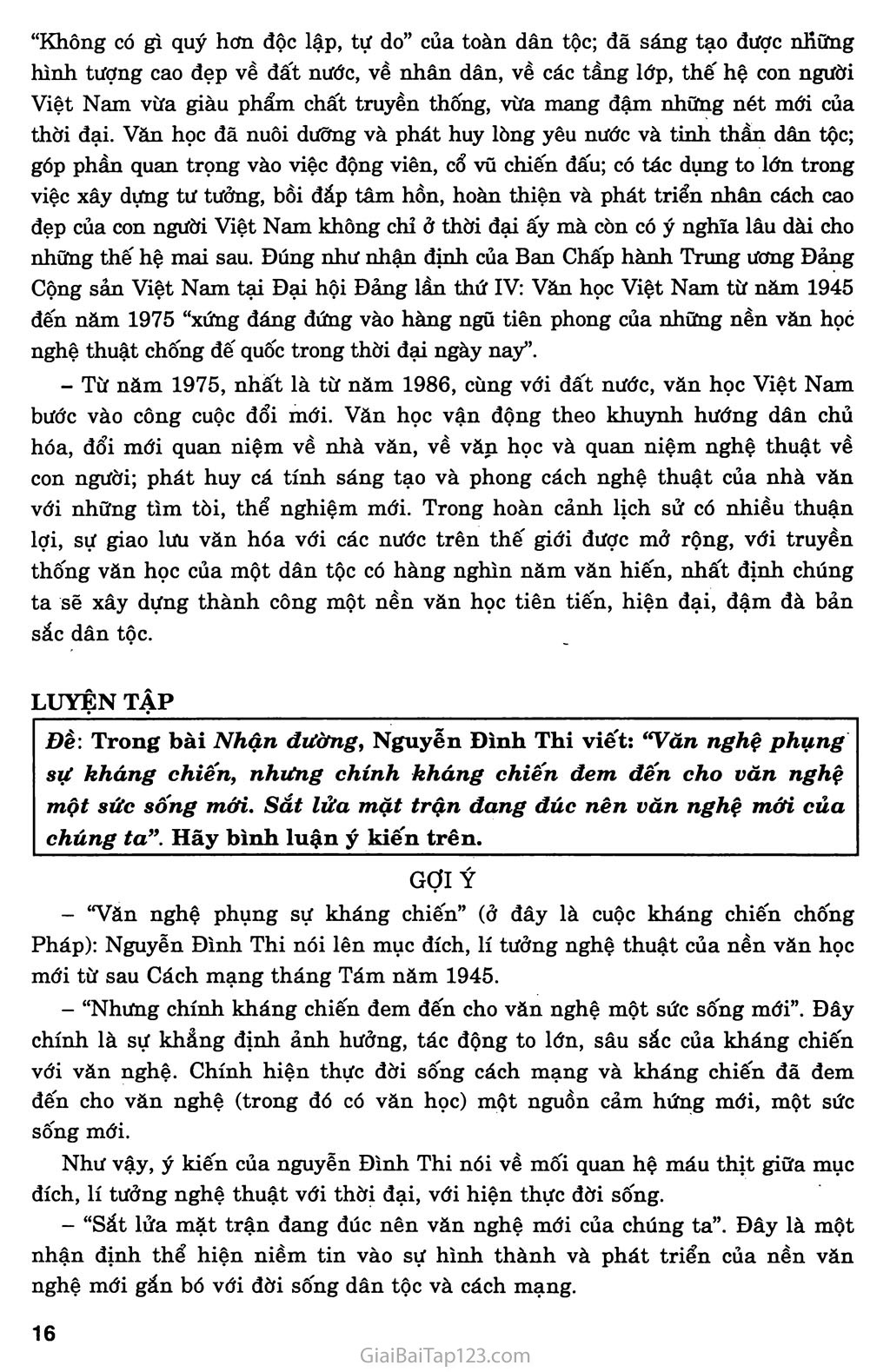Khái quát văn học Việt Nam từ cách mnạng tháng tám năm 1945 đến hết thế kỉ XX trang 12