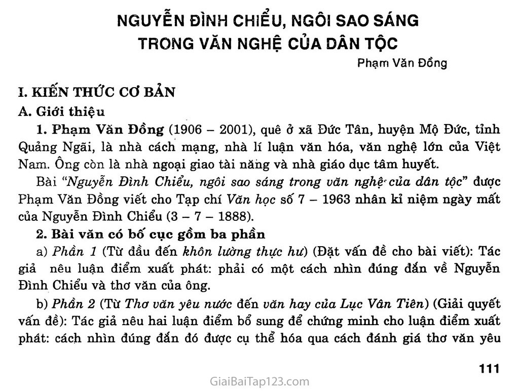 Nguyễn Đình Chiểu, những ngôi sao sáng trong văn nghệ của dân tộc (Phạm Văn Đồng, 1963) trang 1