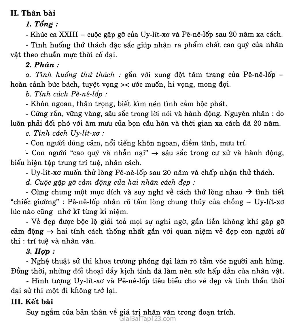 Uy - lít - xơ trở về (trích Ô - đi - xê - sử thi Hi Lạp) trang 6