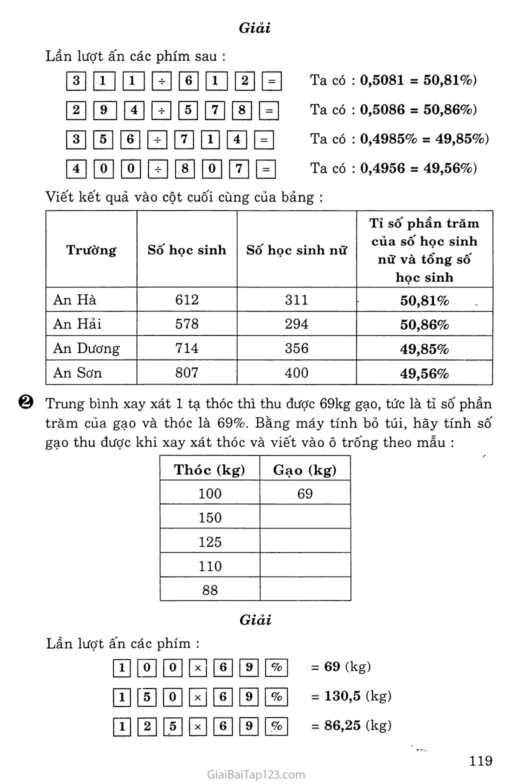Sử dụng máy tính bỏ túi để giải toán về tỉ số phần trăm trang 2