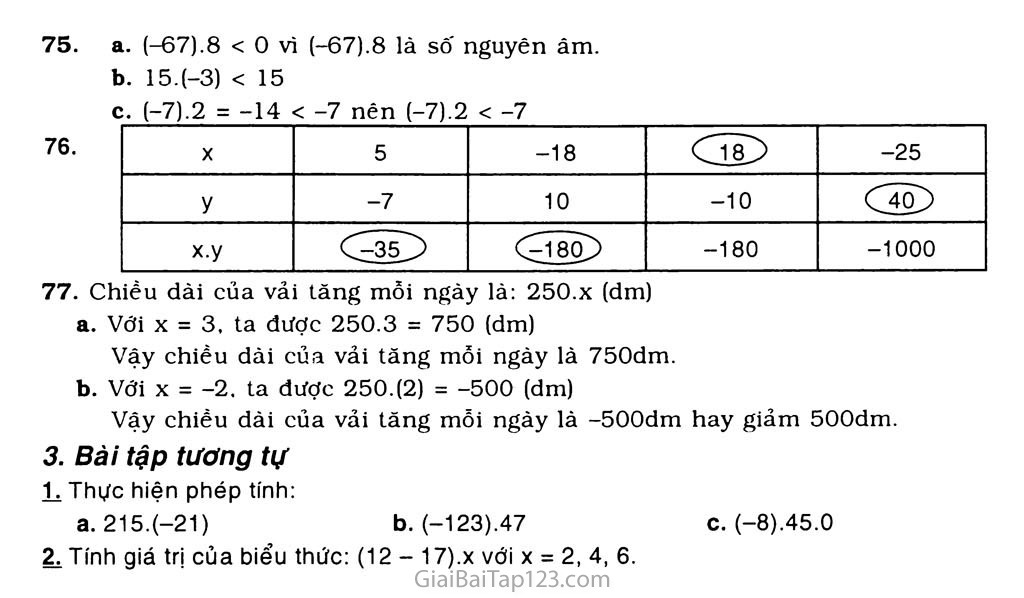 Bài 10. Nhân hai số nguyên khác dấu trang 2