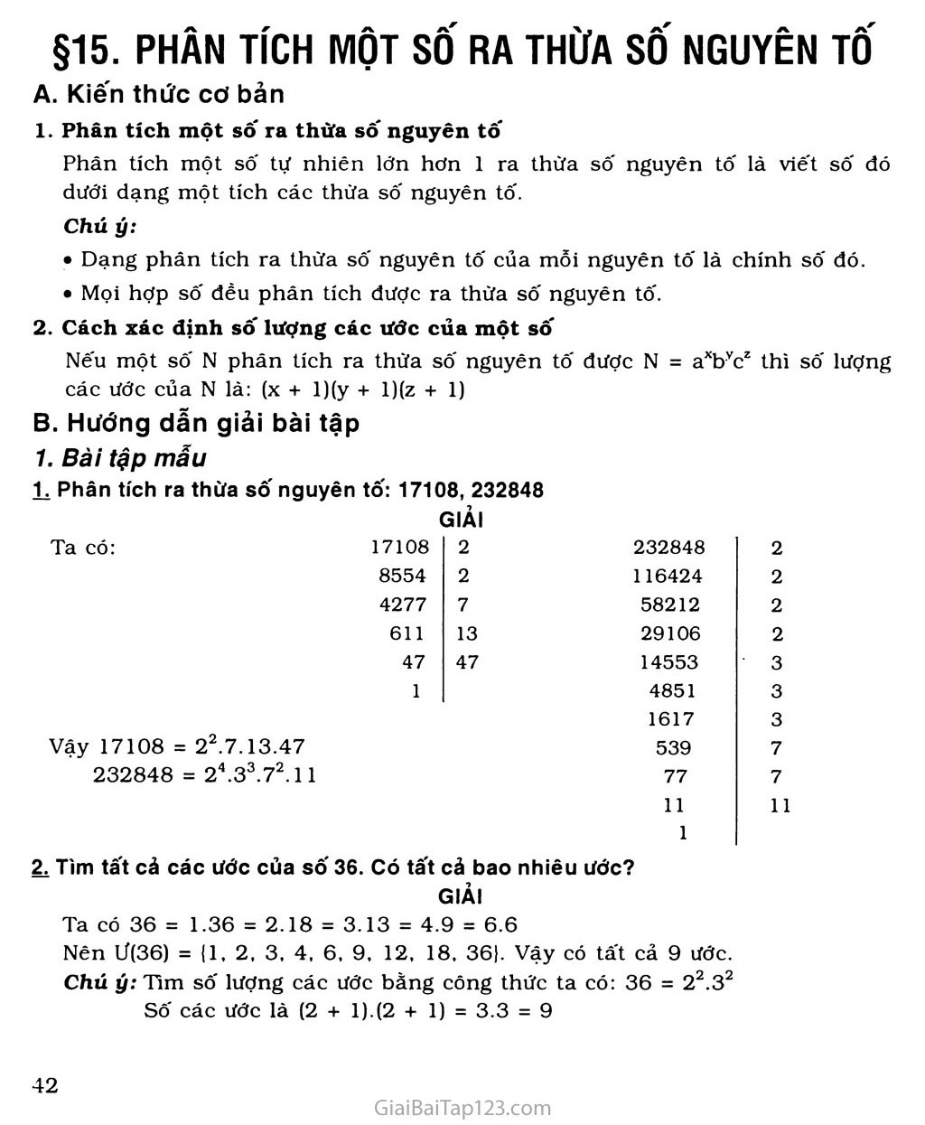 Bài 15. Phân tích một số ra thừa số nguyên tố trang 1