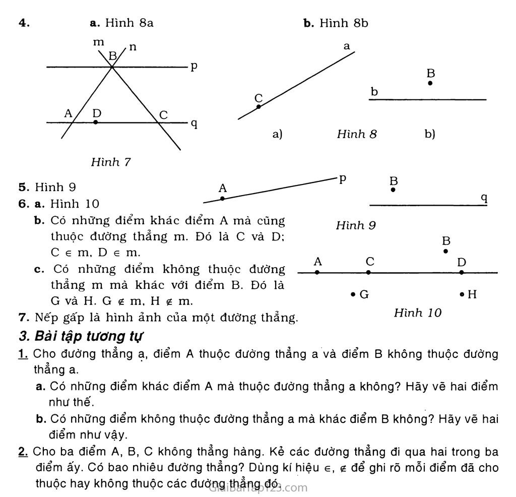 Bài 1. Điểm, Đường thẳng trang 3