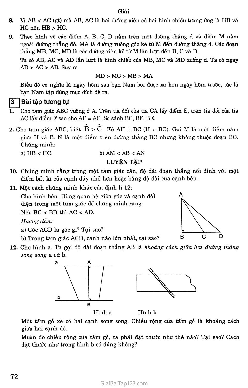 Bài 2. Quan hệ giữa đường vuông góc và đường xiên, đường xiên và hình chiếu trang 3