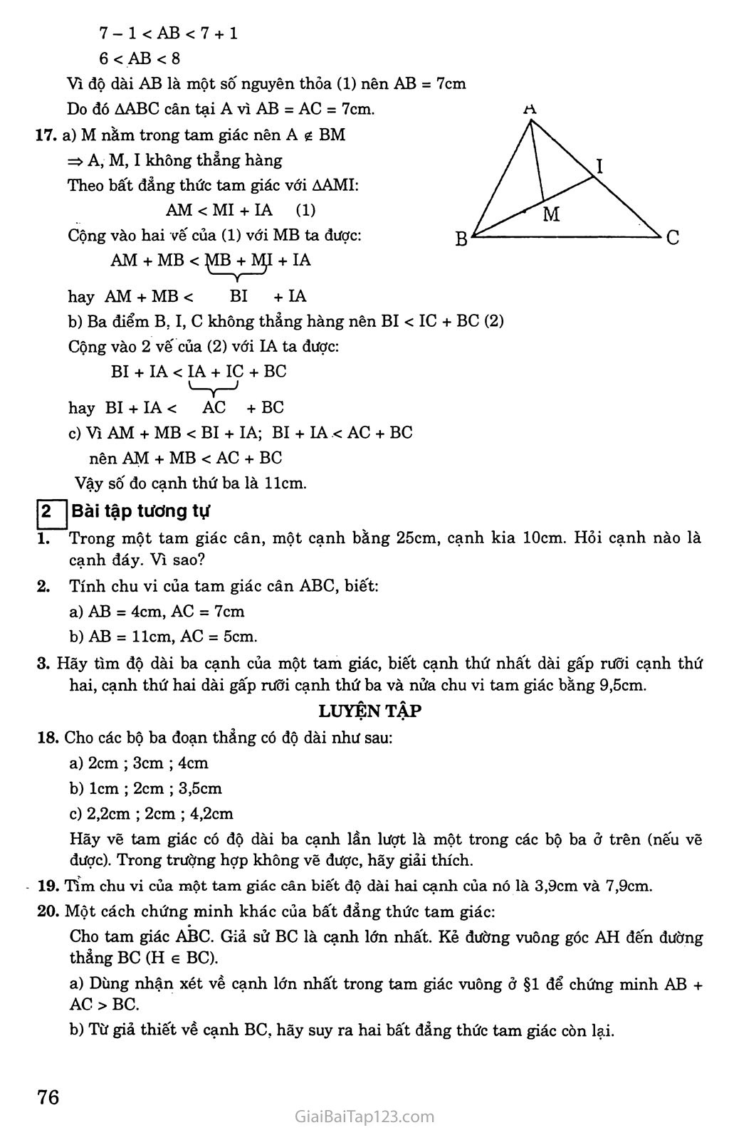 Bài 3. Quan hệ giữa ba cạnh của một tam giác. Bất đẳng thức tam giác trang 3