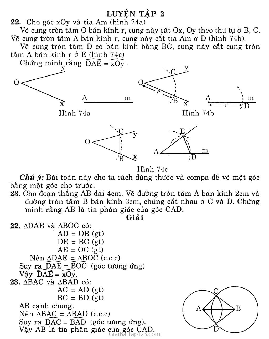 Bài 3. Trường hợp bằng nhau thứ nhất của tam giác: cạnh - cạnh - canh (c. c. c) trang 4
