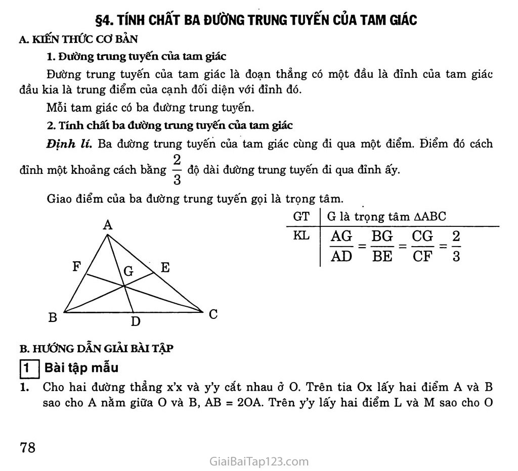 Bài 4. Tính chất ba đường trung tuyến của tam giác trang 1