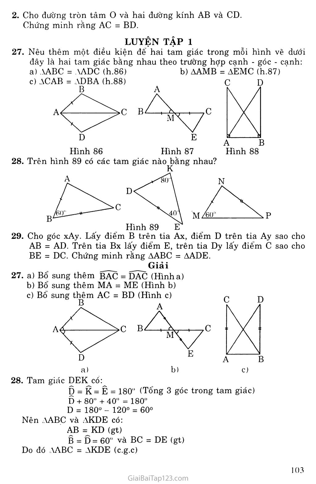 Bài 4. Trường hợp bằng nhau thứ hai của tam giác: cạnh - góc - canh (c. g. c) trang 4