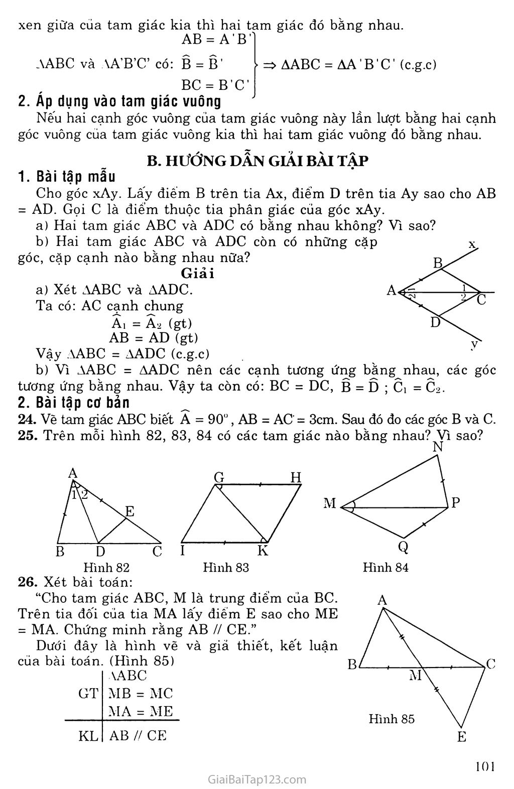Bài 4. Trường hợp bằng nhau thứ hai của tam giác: cạnh - góc - canh (c. g. c) trang 2