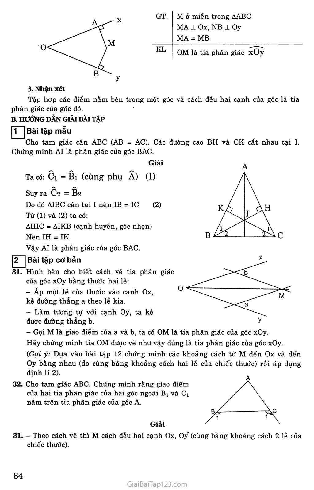 Bài 5. Tính chất ba đường phân giác của một góc trang 2