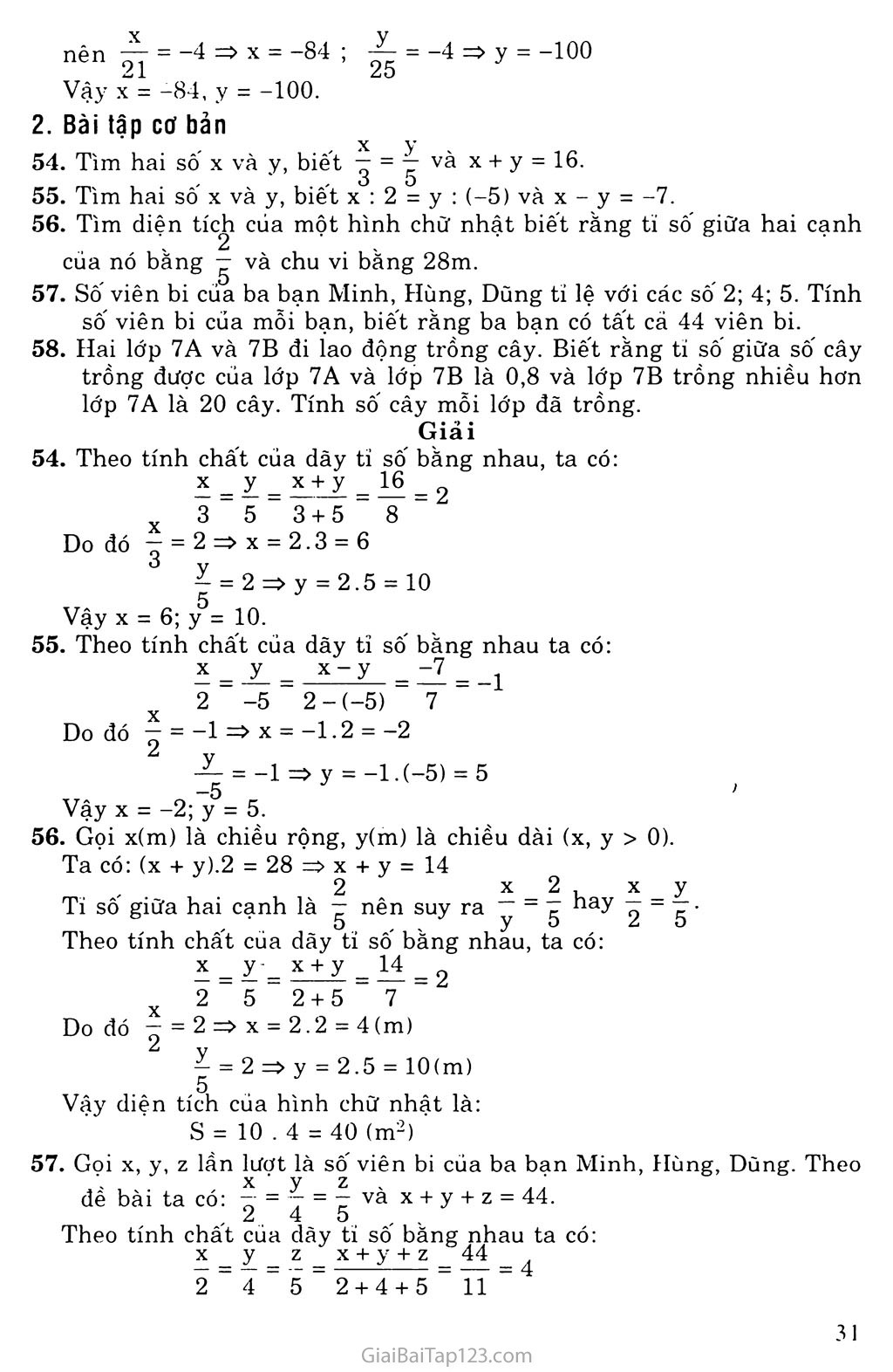 Bài 8. Tính chất của dãy tỉ số bằng nhau trang 2