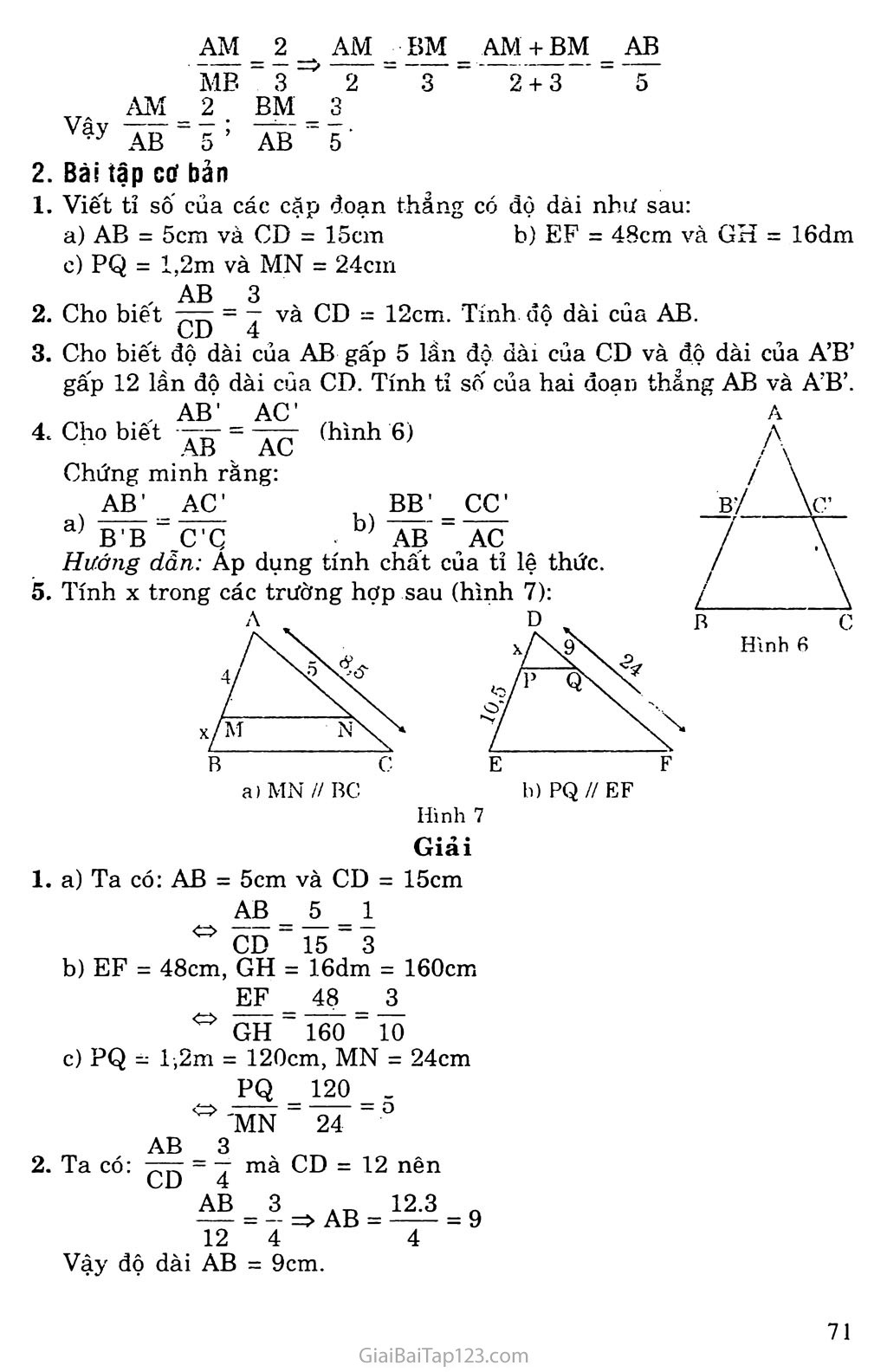 Bài 1. Định lí Talet trong tam giác trang 2