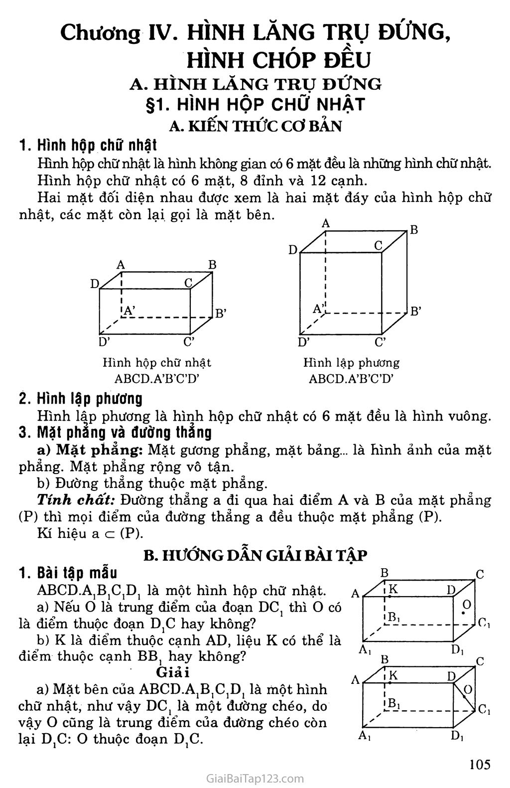 Giải bài tập Toán lớp 8: Bài 1. Hình hộp chữ nhật