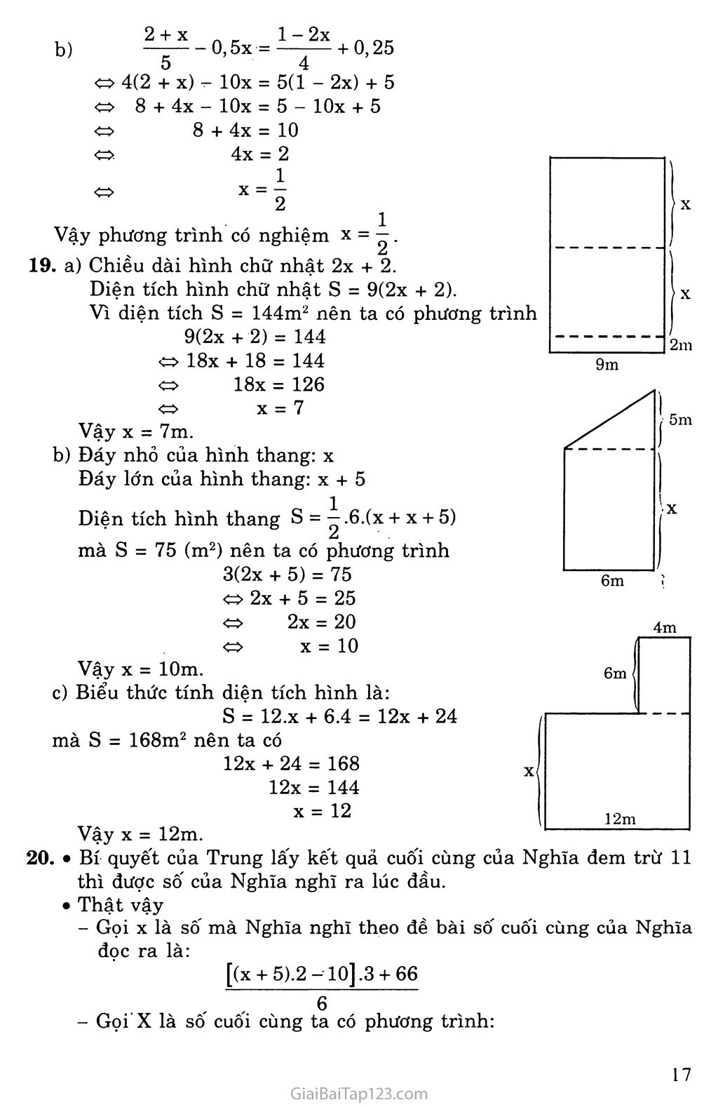 Bài 3. Phương trình đưa về dạng ax + b = 0 trang 8