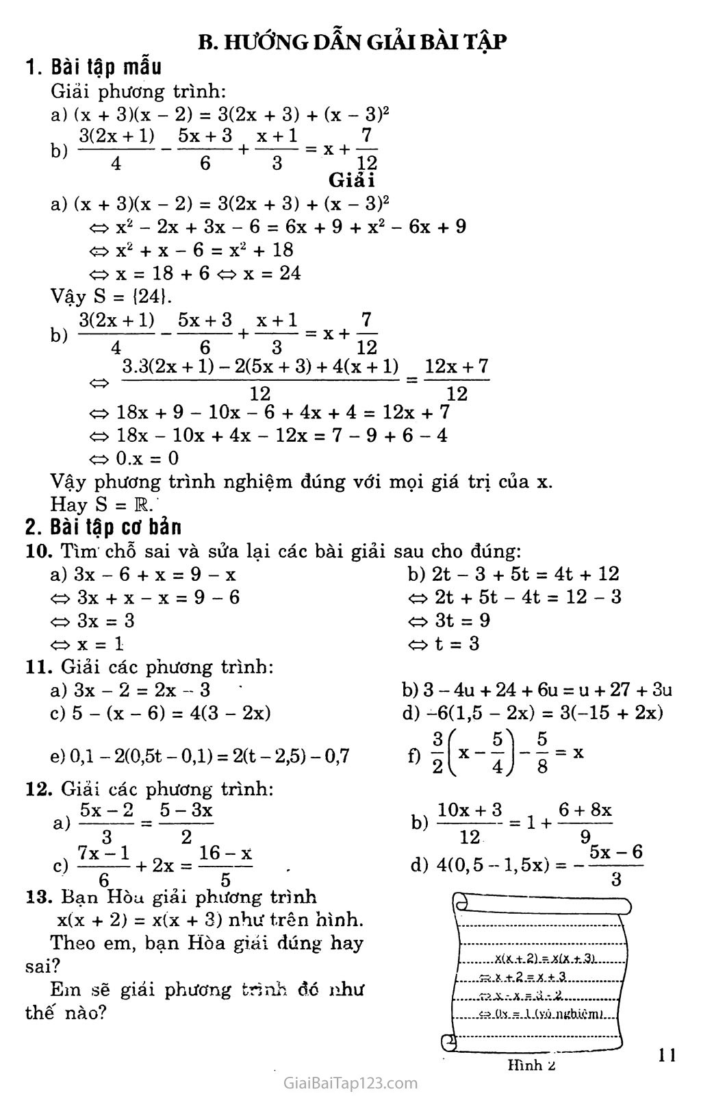 Bài 3. Phương trình đưa về dạng ax + b = 0 trang 2