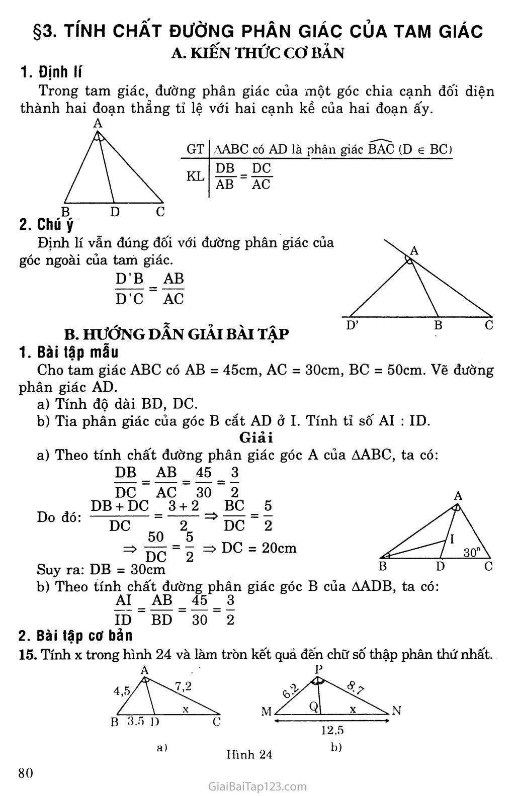 Bài 3. Tính chất đường phân giác của tam giác trang 1