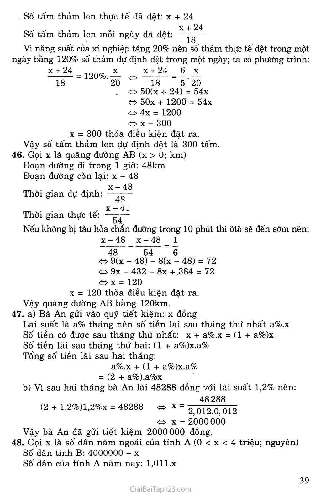 Bài 6. Giải bài toán bằng cách lập phương trình trang 8