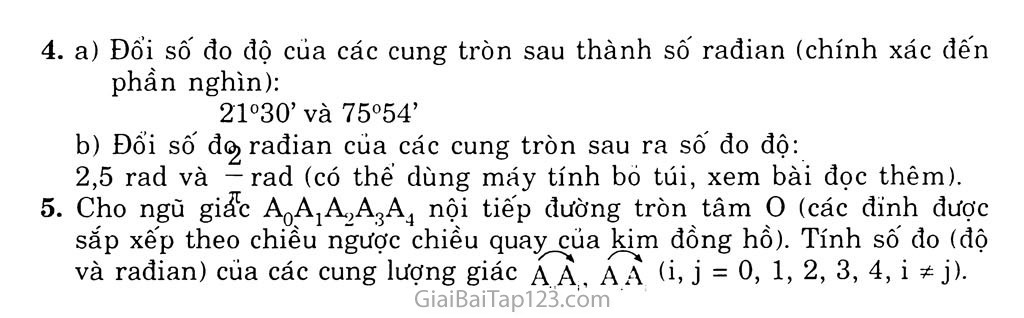 Bài 1. Cung và góc lượng giác trang 5 Bài 1. Cung và góc lượng giác trang 5