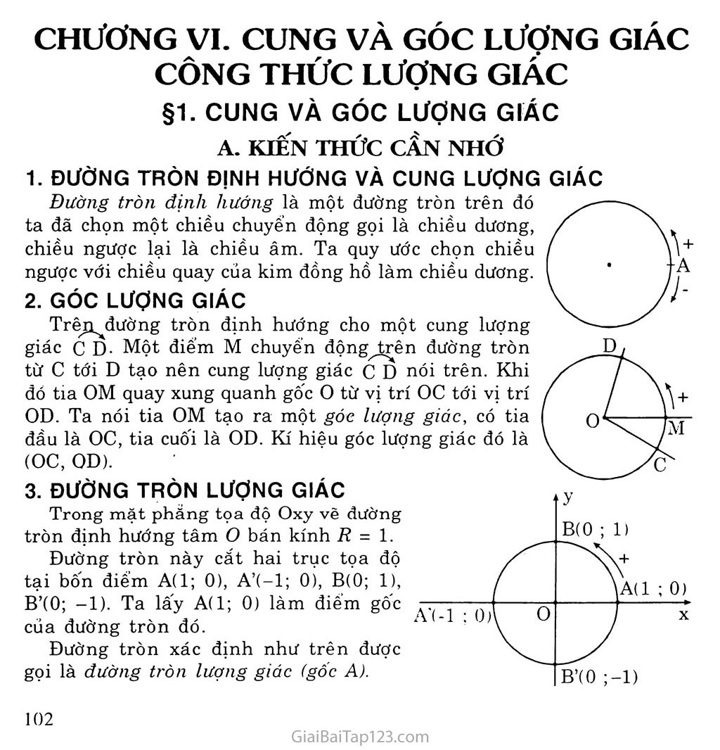Bài 1. Cung và góc lượng giác trang 1 Bài 1. Cung và góc lượng giác trang 1