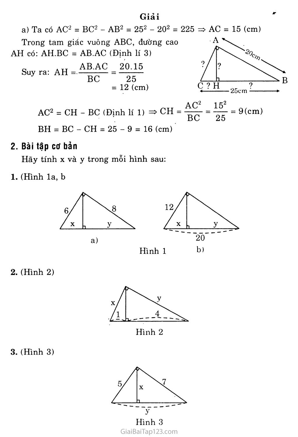 Bài 1. Một số hệ thức về cạnh và đường cao trong tam giác vuông trang 2