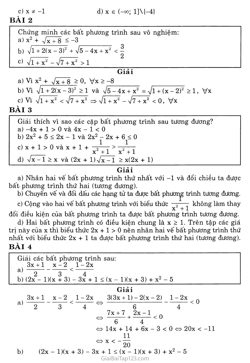 Bài 2. Bất phương trình và hệ bất phương trình một ẩn trang 4