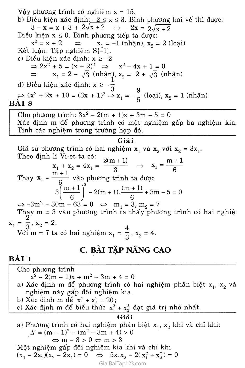 Bài 2. Phương trình qui về phương trình bậc nhất và bậc hai trang 6