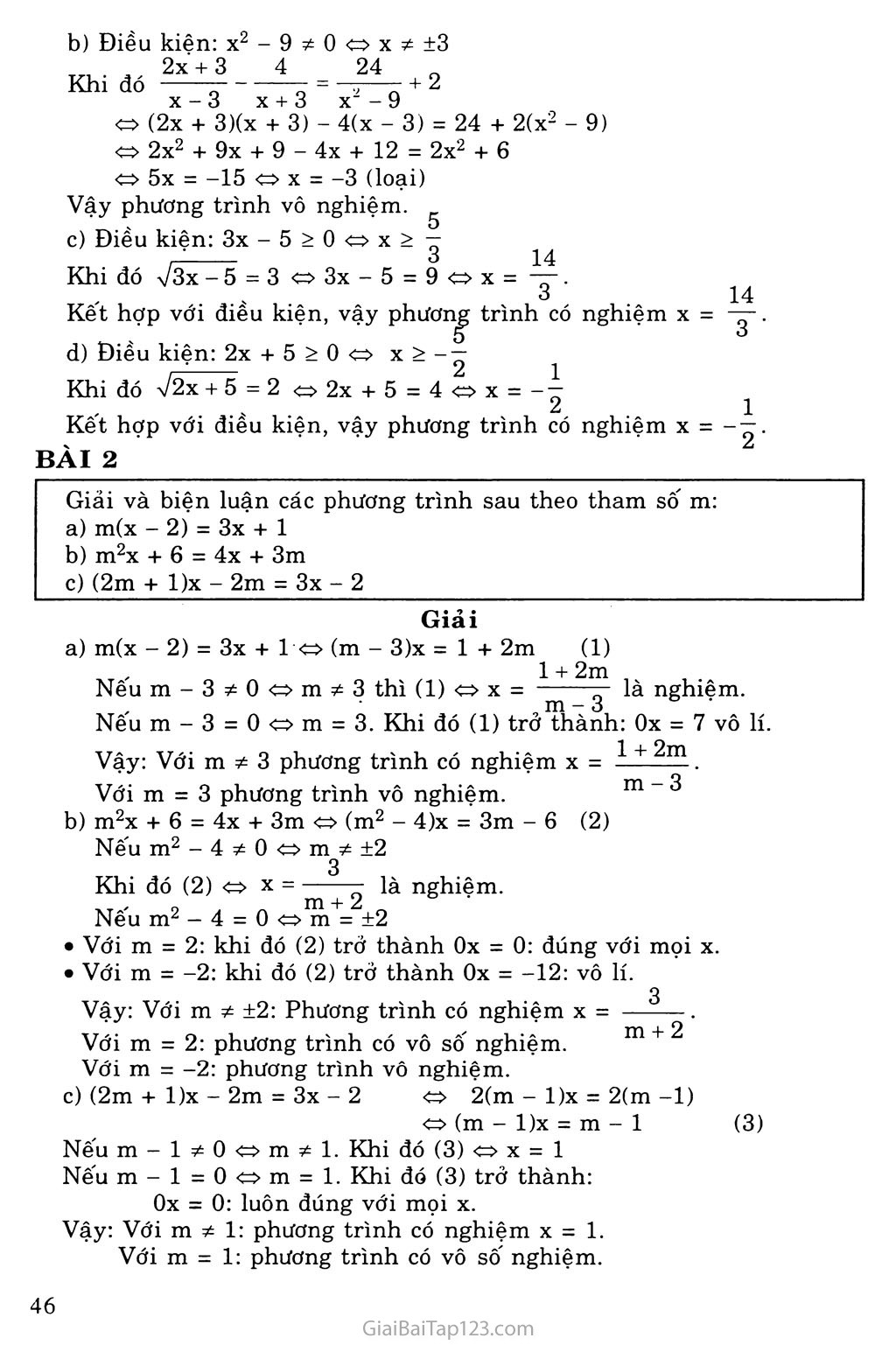 Bài 2. Phương trình qui về phương trình bậc nhất và bậc hai trang 3