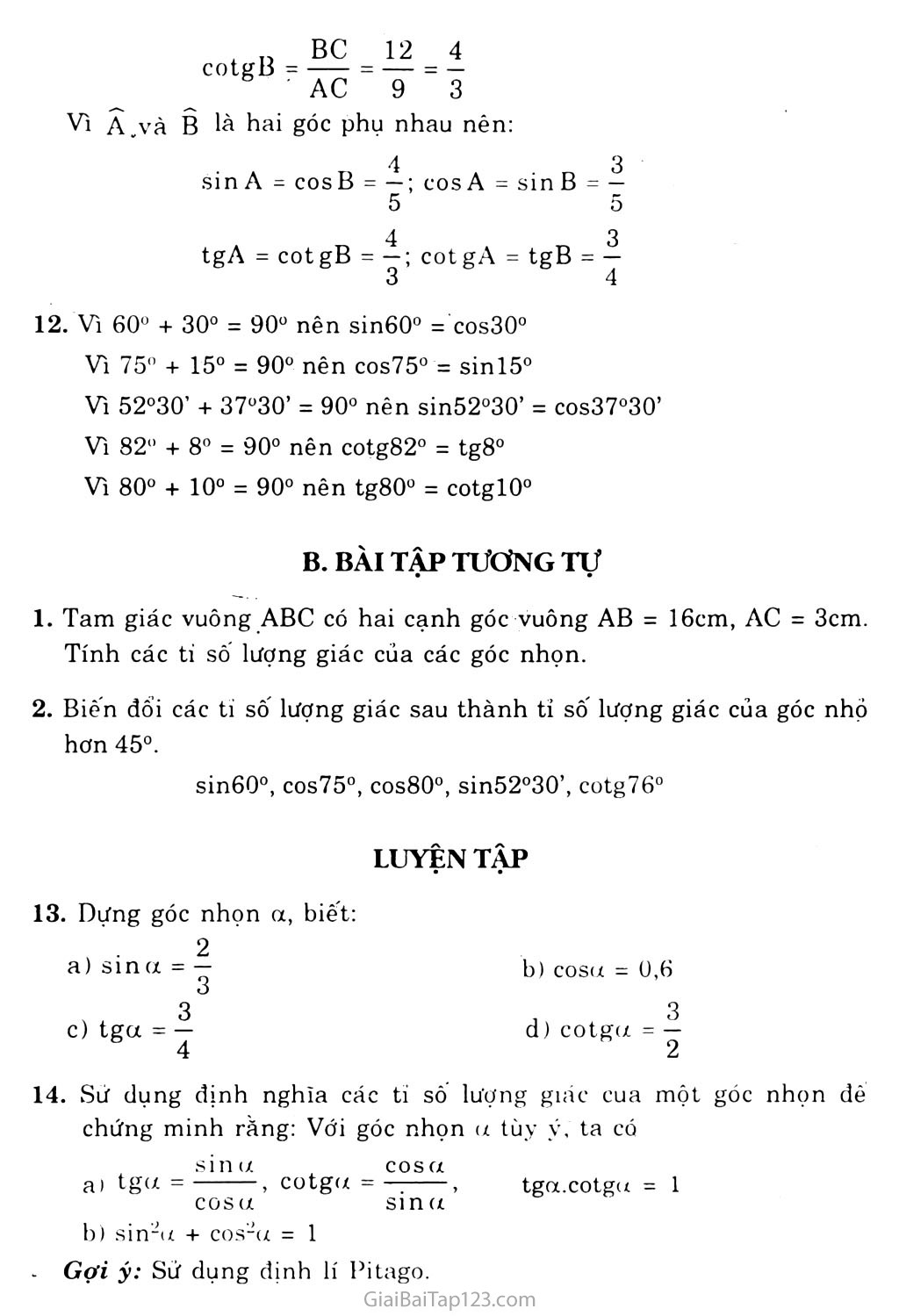 Bài 2. Tỉ số lượng giác của góc nhọn trang 4