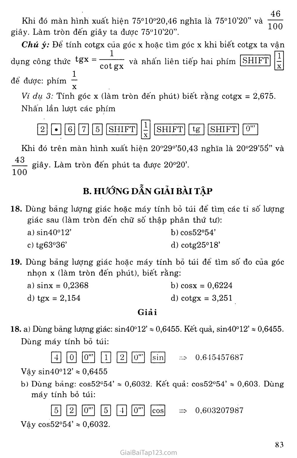 Bài 3. Bảng lượng giác trang 2