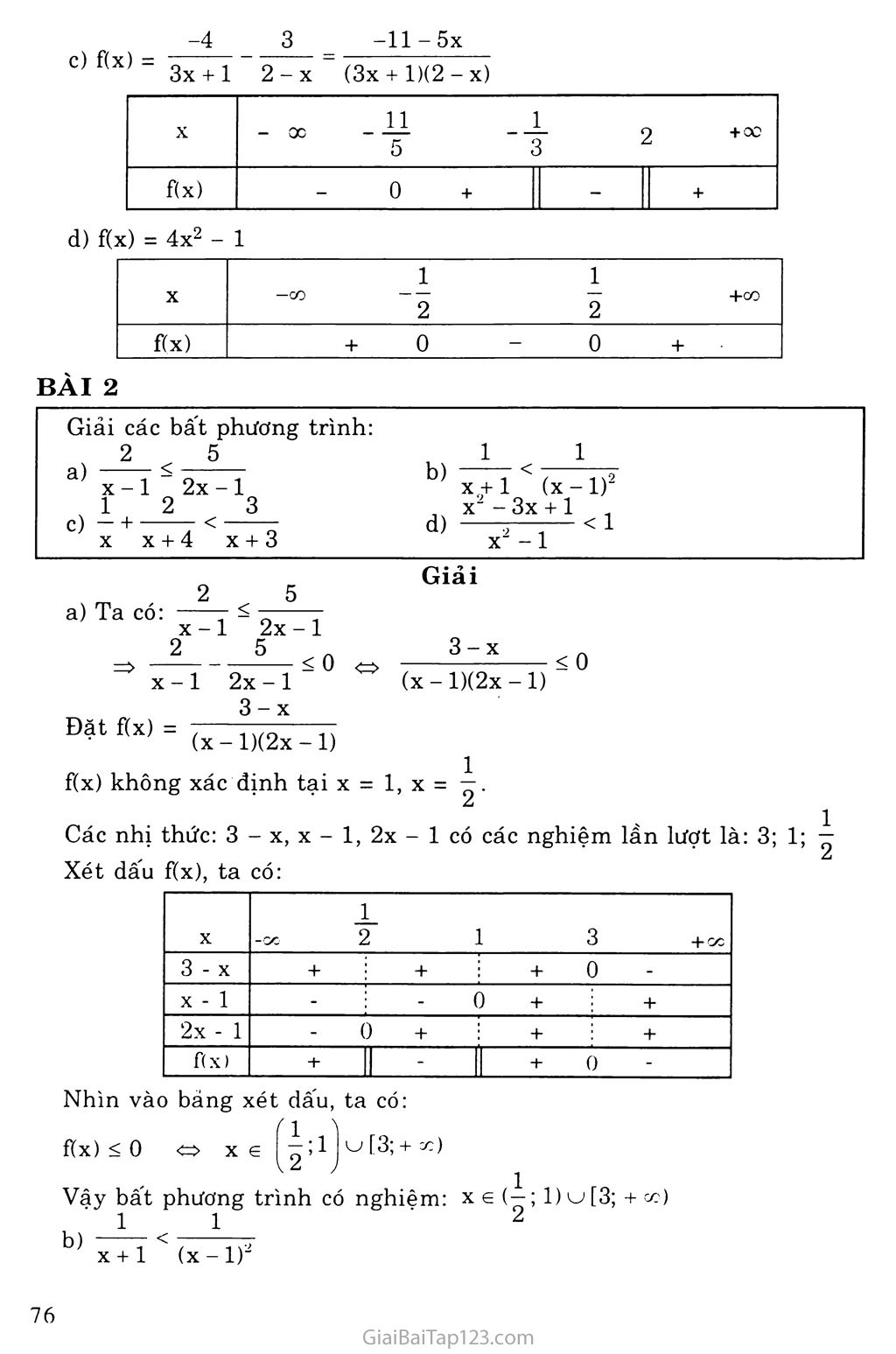 Bài 3. Dấu của nhị thức bậc nhất trang 2