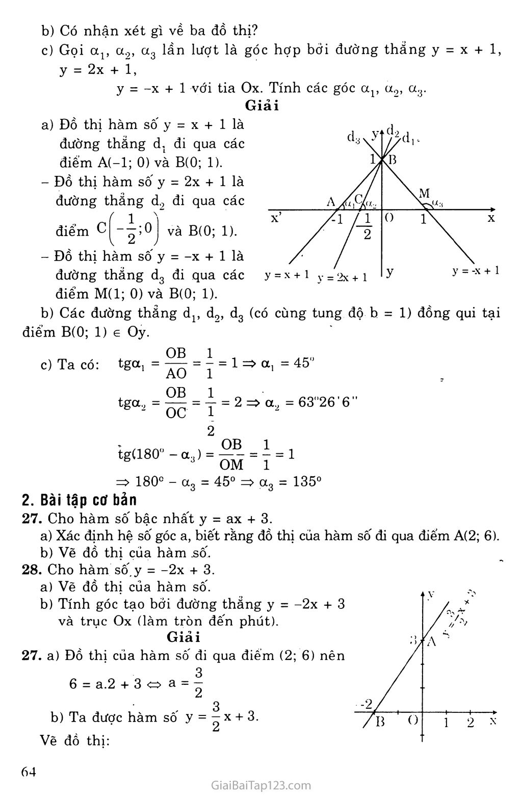 Bài 5. Hệ số góc của đường thẳng y = ax + b (a khác 0) trang 2 Bài 5. Hệ số góc của đường thẳng y = ax + b (a khác 0) trang 2