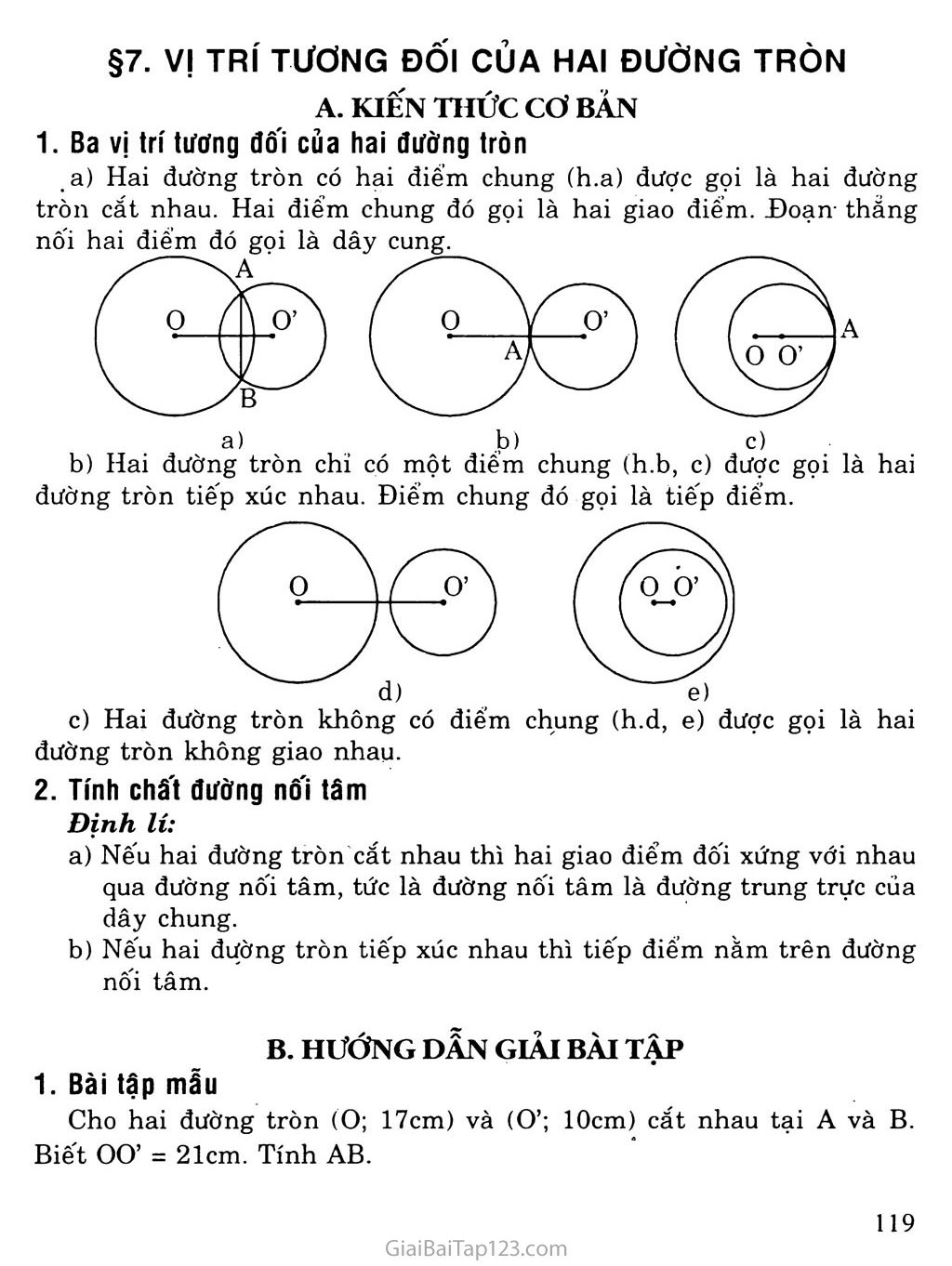 Bài 7. Vị trí tương đối của hai đường tròn trang 1