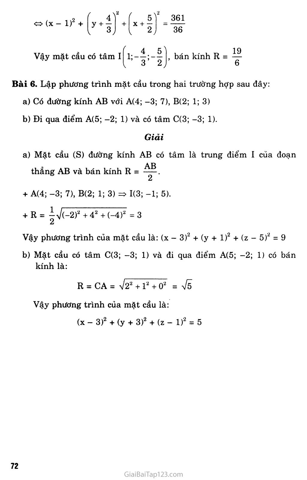Bài 1. Hệ tọa độ trong không gian trang 6