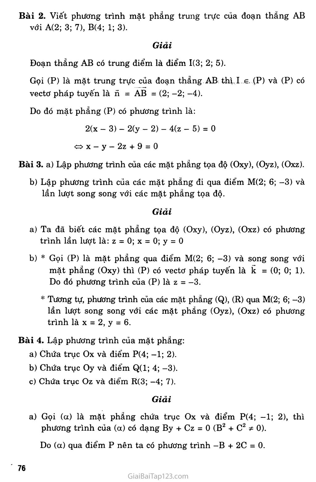 Bài 2. Phương trình mặt phẳng trang 4