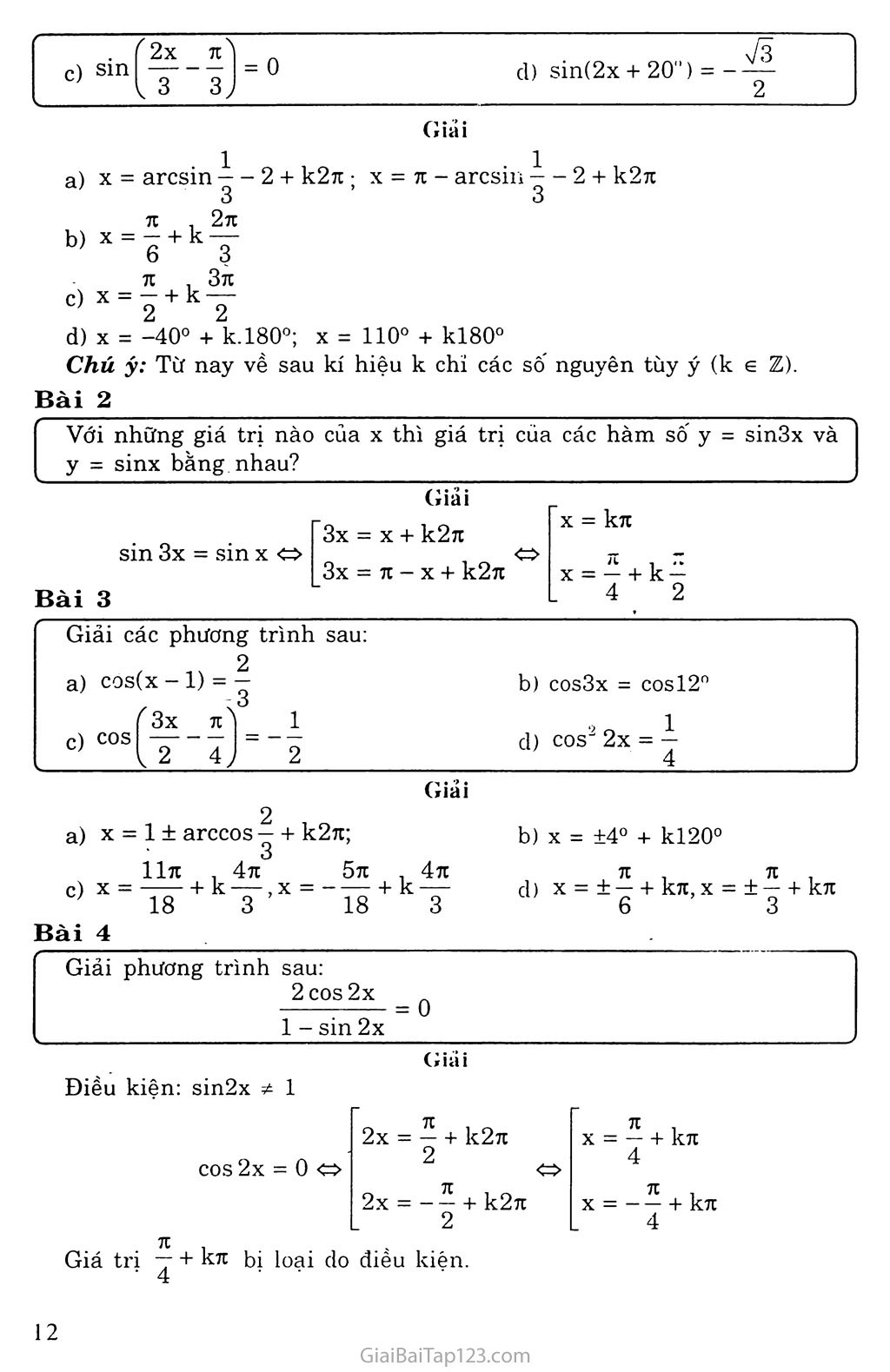 Vấn đề 2. Phương trình lượng giác cơ bản trang 2