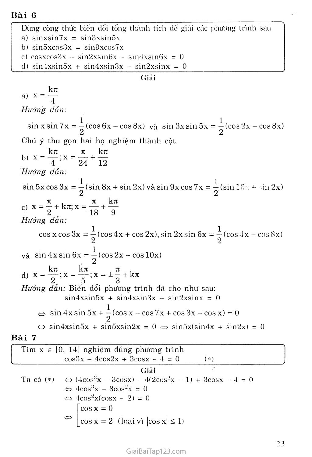 Vấn đề 3. Một số phương trình lượng giác thường gặp trang 8