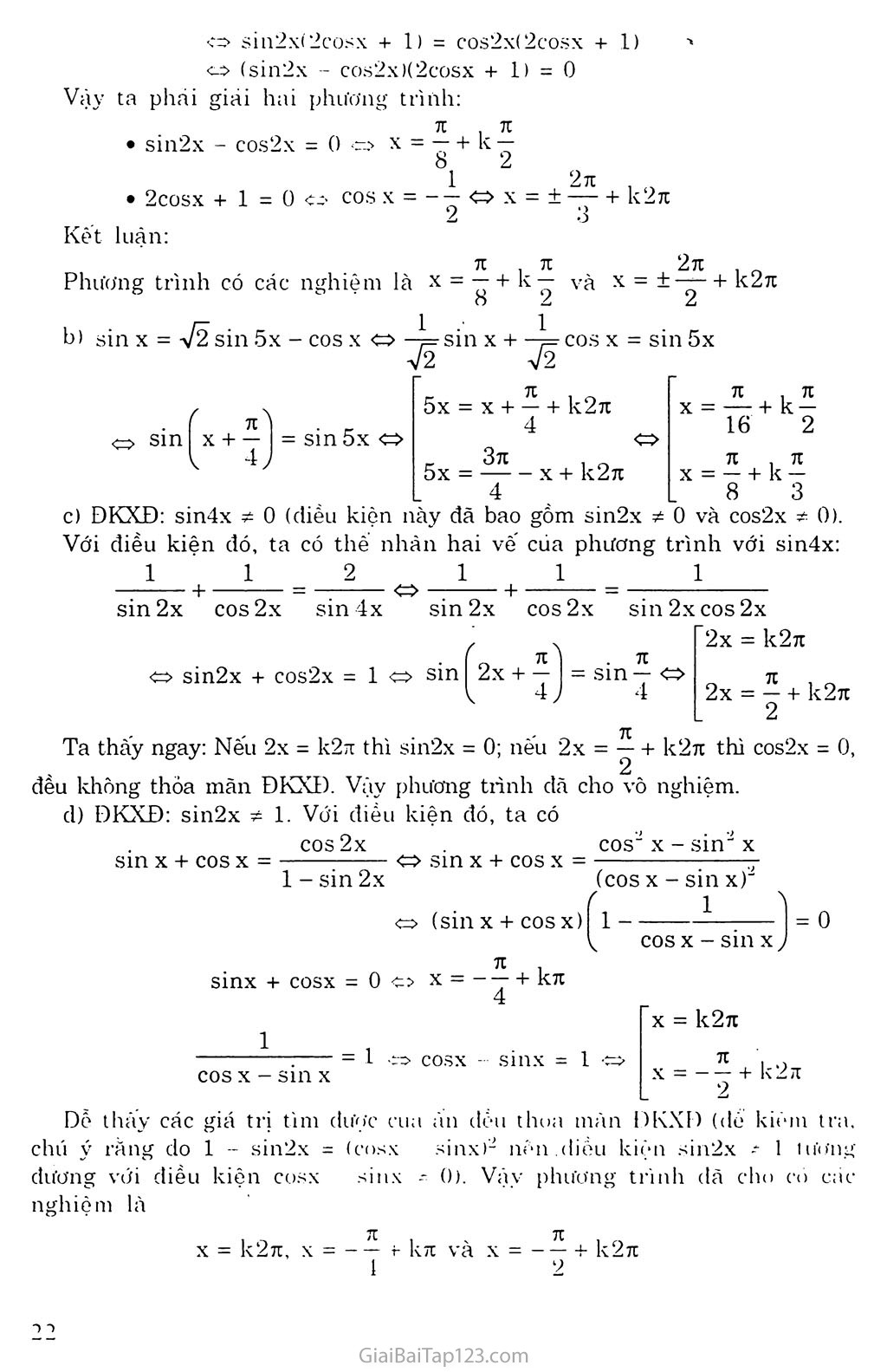 Vấn đề 3. Một số phương trình lượng giác thường gặp trang 7