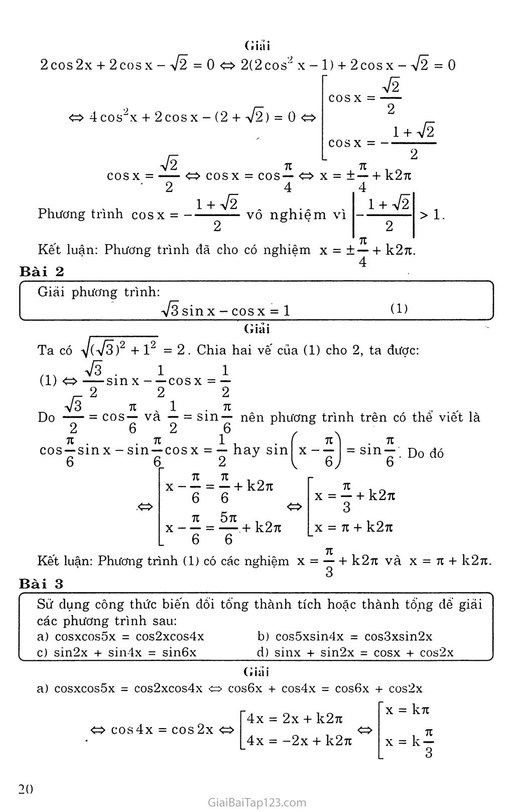 Vấn đề 3. Một số phương trình lượng giác thường gặp trang 5