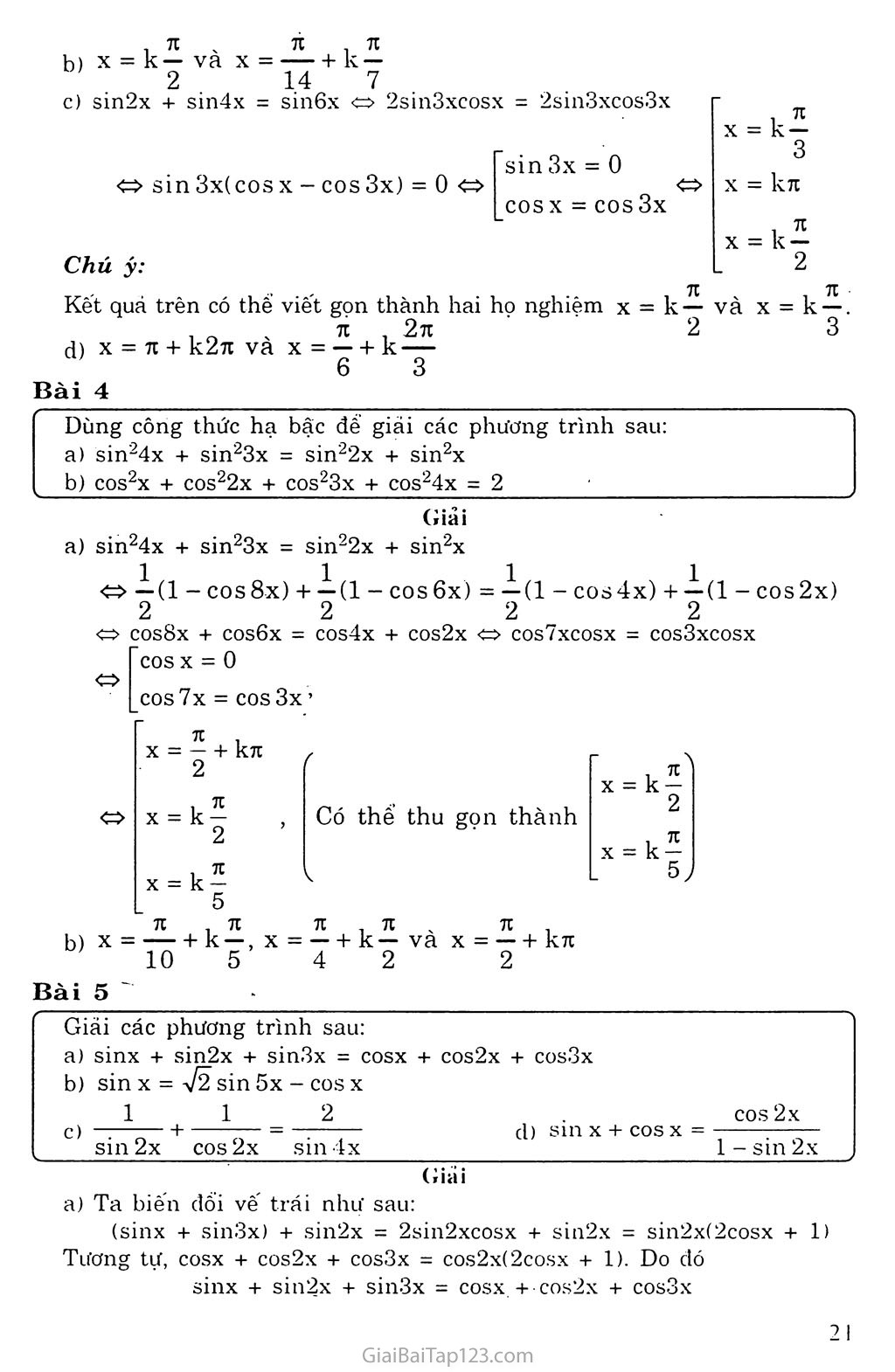 Vấn đề 3. Một số phương trình lượng giác thường gặp trang 6