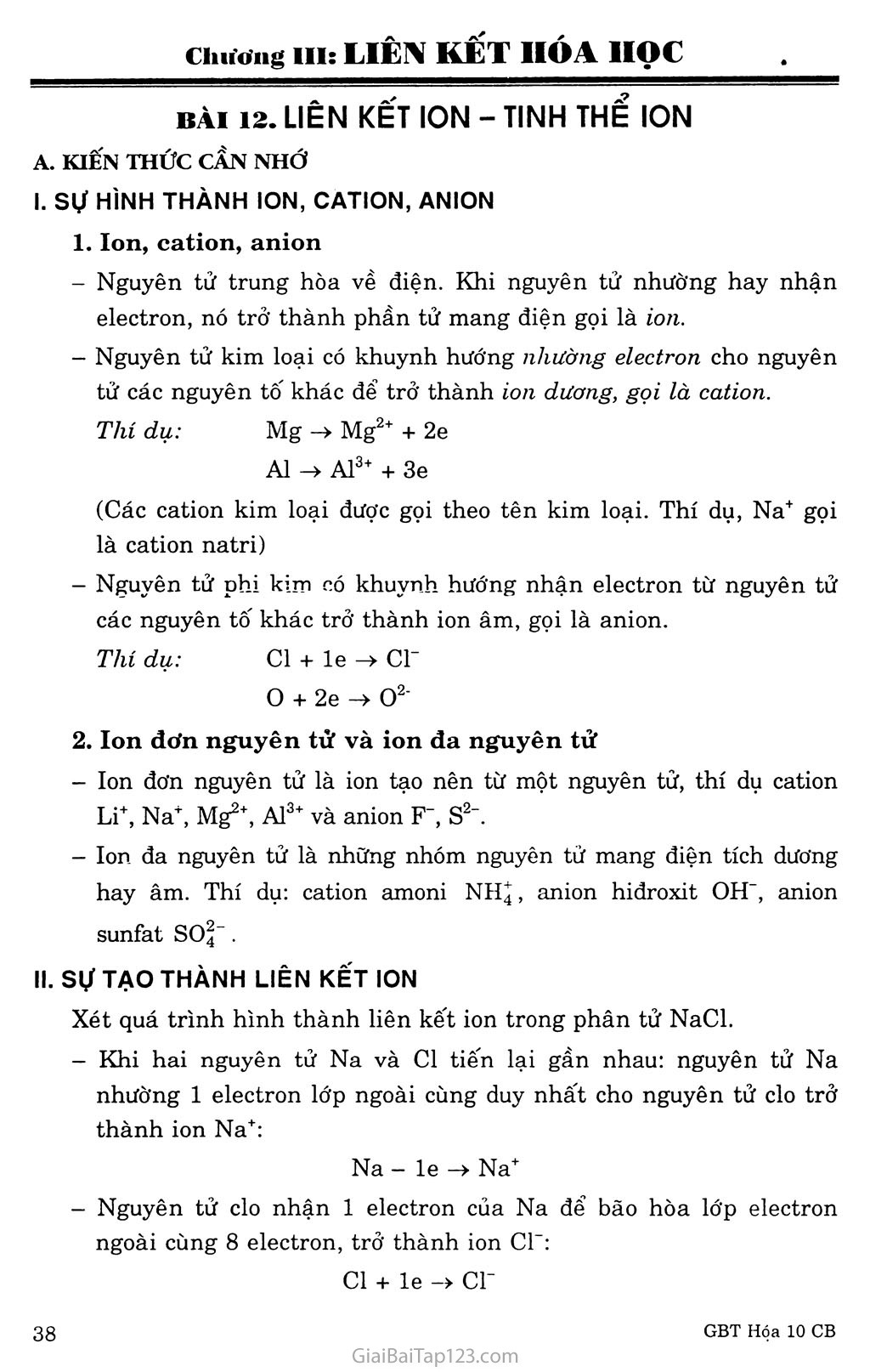 Bài 12. Liên kết ion - tinh thể ion trang 1