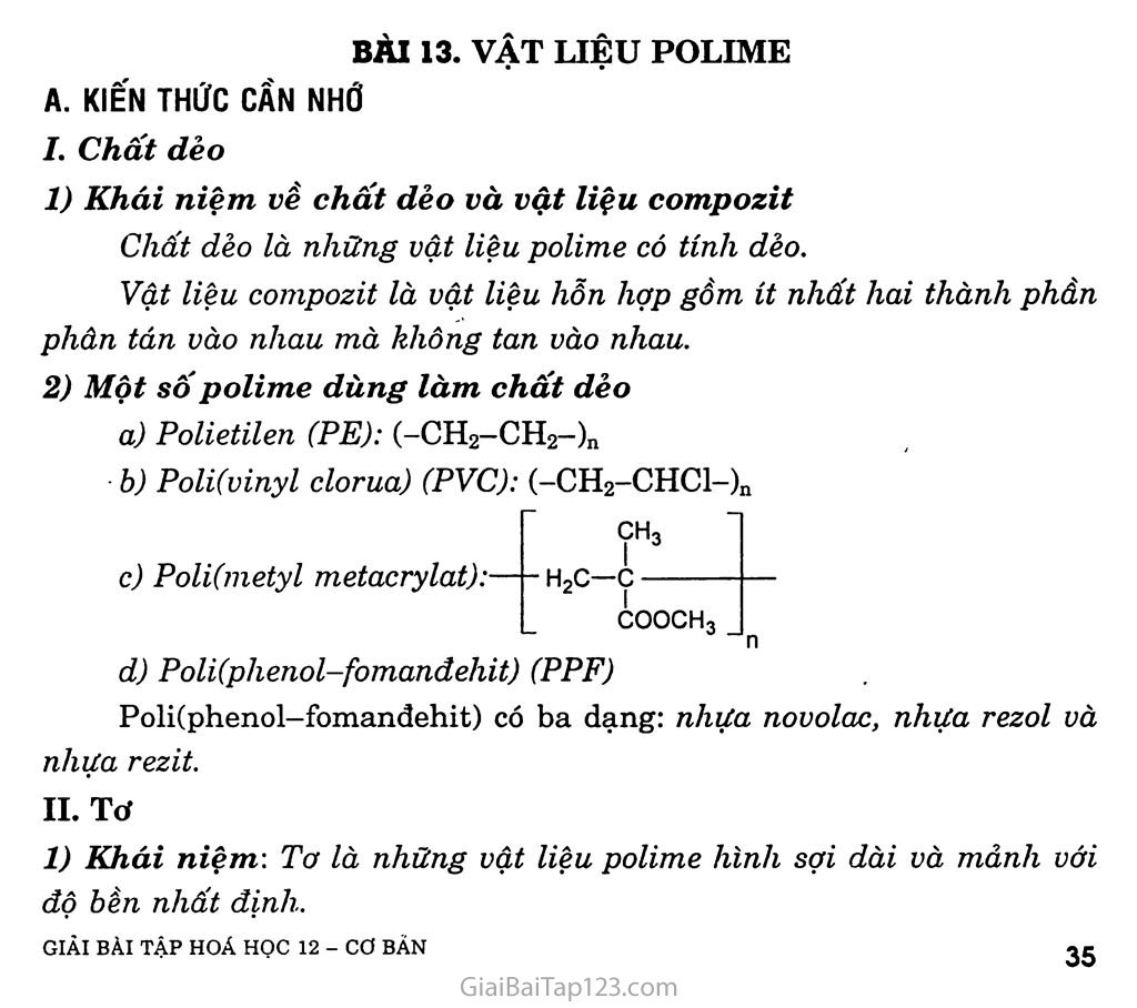 Bài 13. Vật liệu polime trang 1