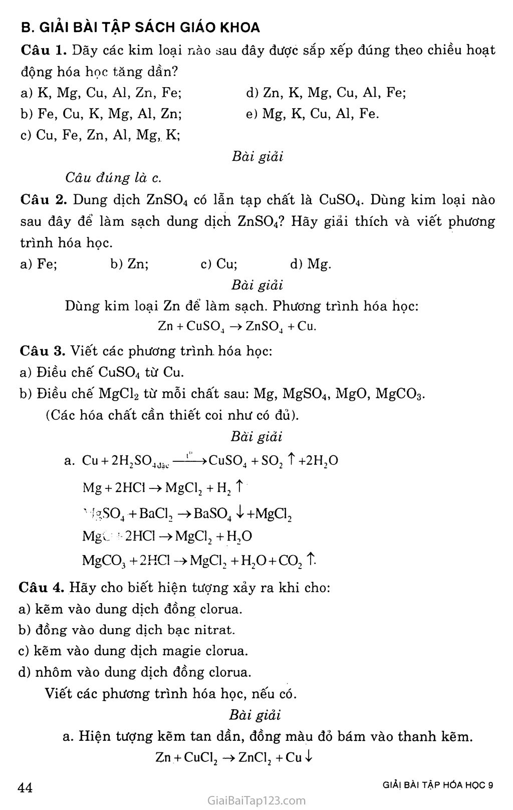 Bài 17. Dãy hoạt động hóa học của kim loại trang 2