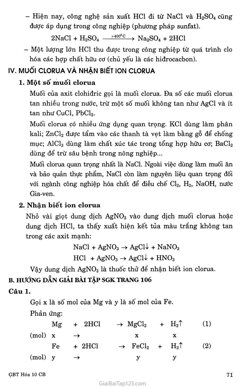 Bài 22. Hiđro clorua, axit clohiđric và muối clorua trang 3